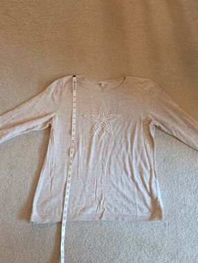 TALBOTS.  Starfish Crewneck Sweater - Light Beige